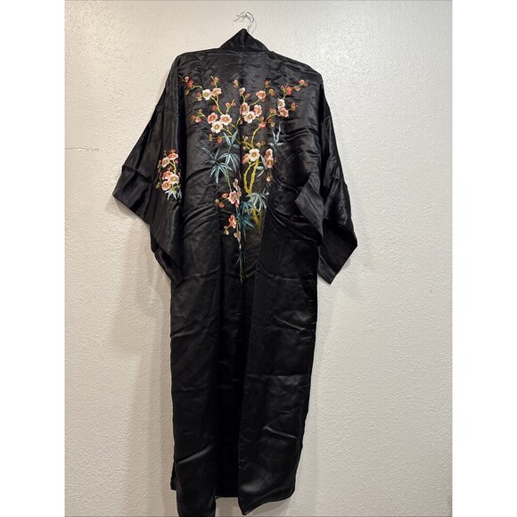 ADULT SATIN GOLDEN BEE BLACK EMBROIDERED ROBE ADULT S  Kimono - Picture 4 of 7